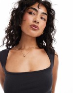 square neck top in washed black