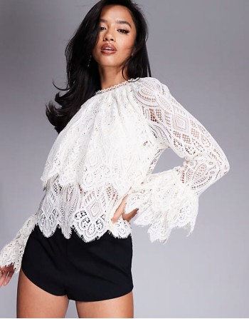lace blouse in cream